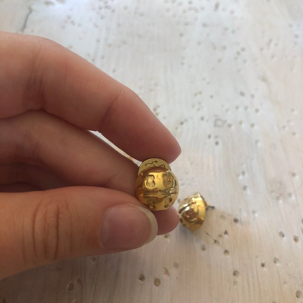 Tory Burch round gold logo stud earrings